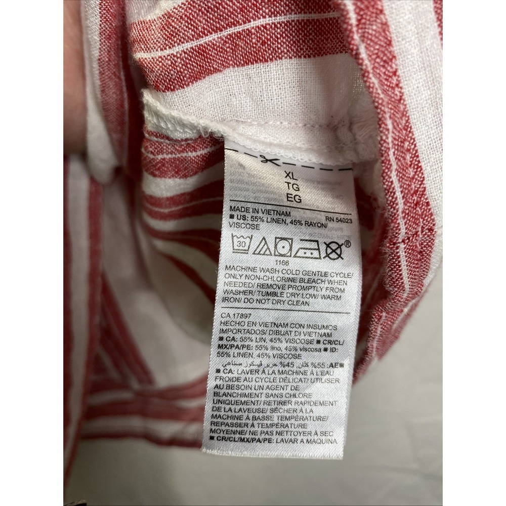 Old Navy White and Red Striped Button Down Peasant Top - Picture 4 of 7